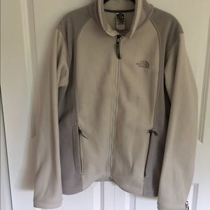 North Face ivory and light gray fleece jacket
